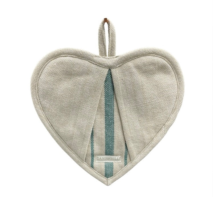 Heart Potholder Jute green pcs