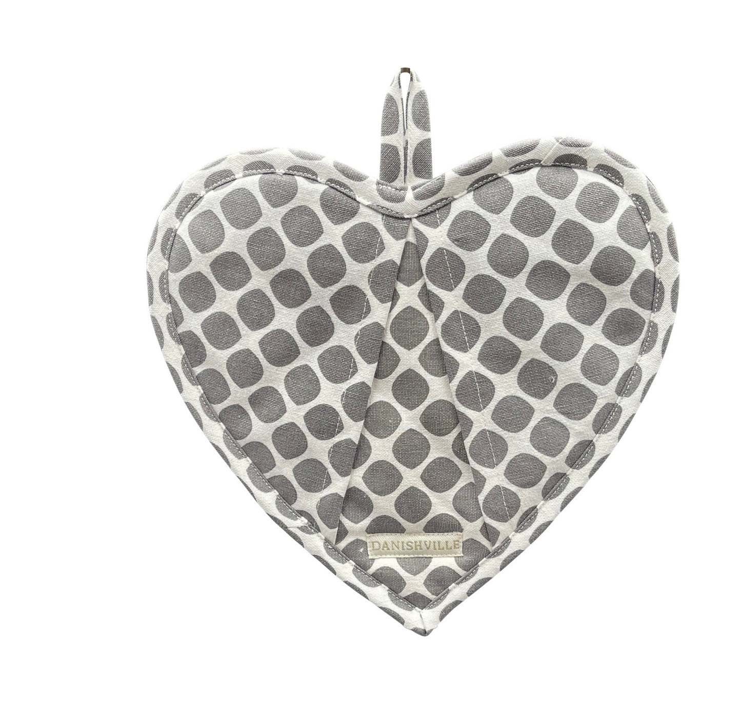 Heart Potholder Dark Gray Dots Pcs