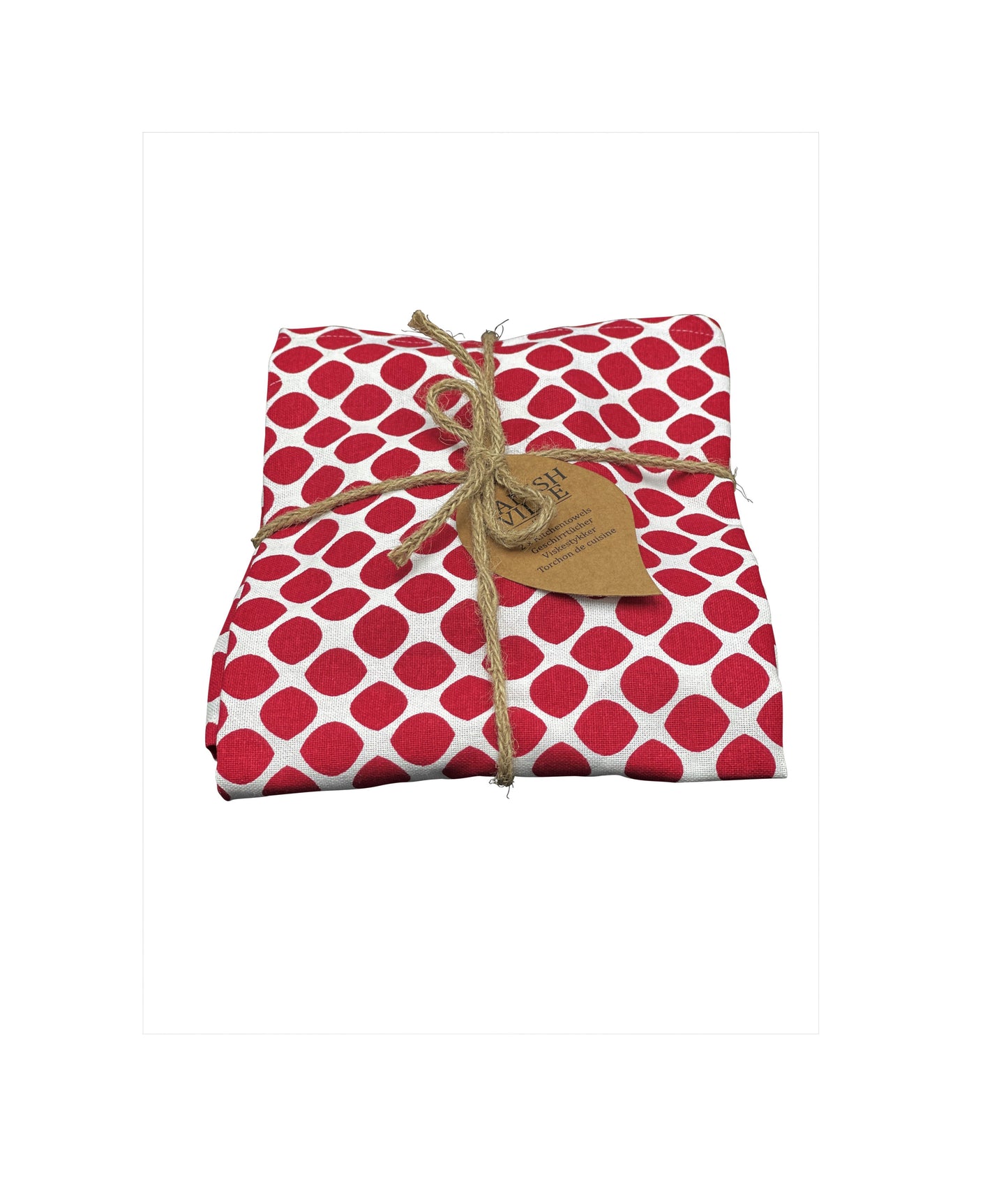 Tea Towel Bundle Dots Red 2 Pcs