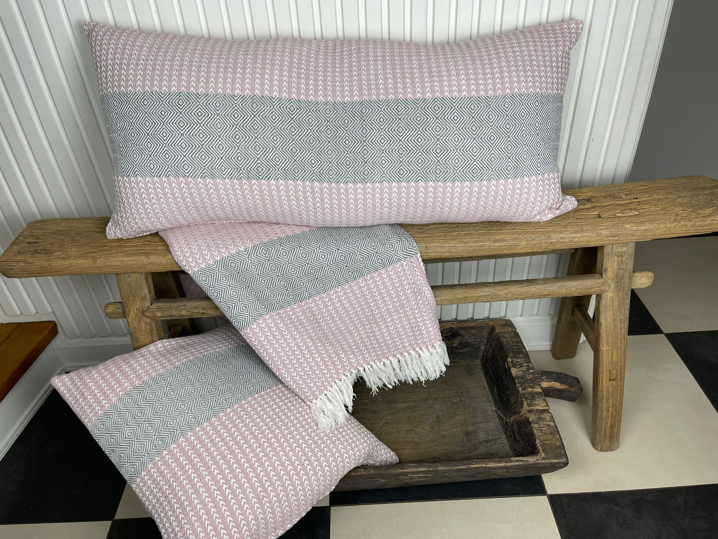 Tæppe sildeben pink