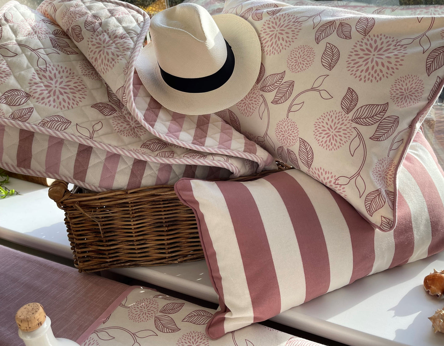 Kissen breite Streifen ash rose