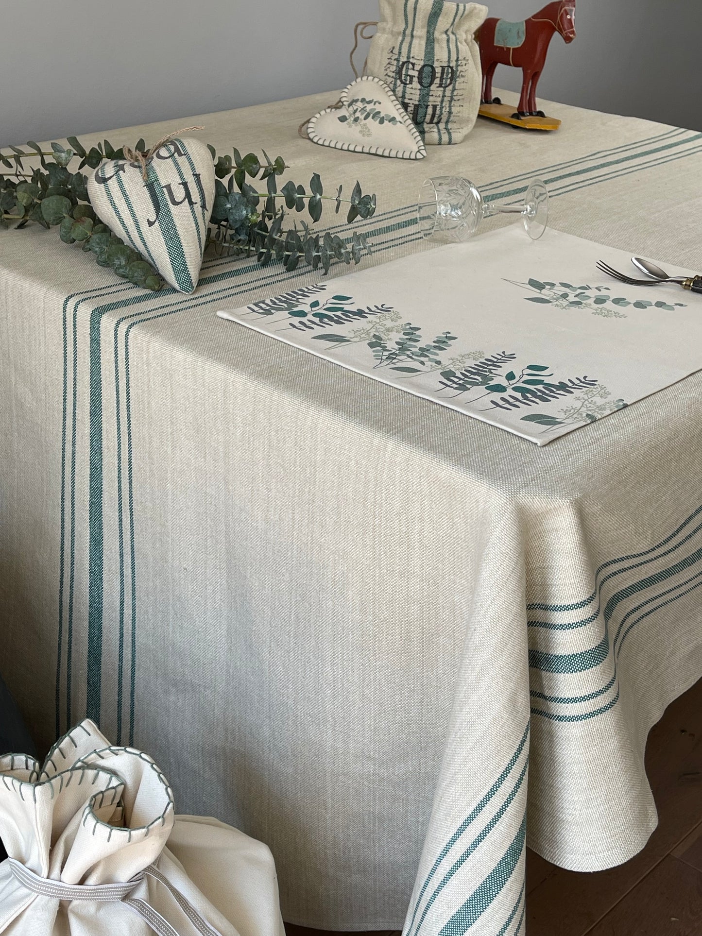 Tischdecke Jute grün
