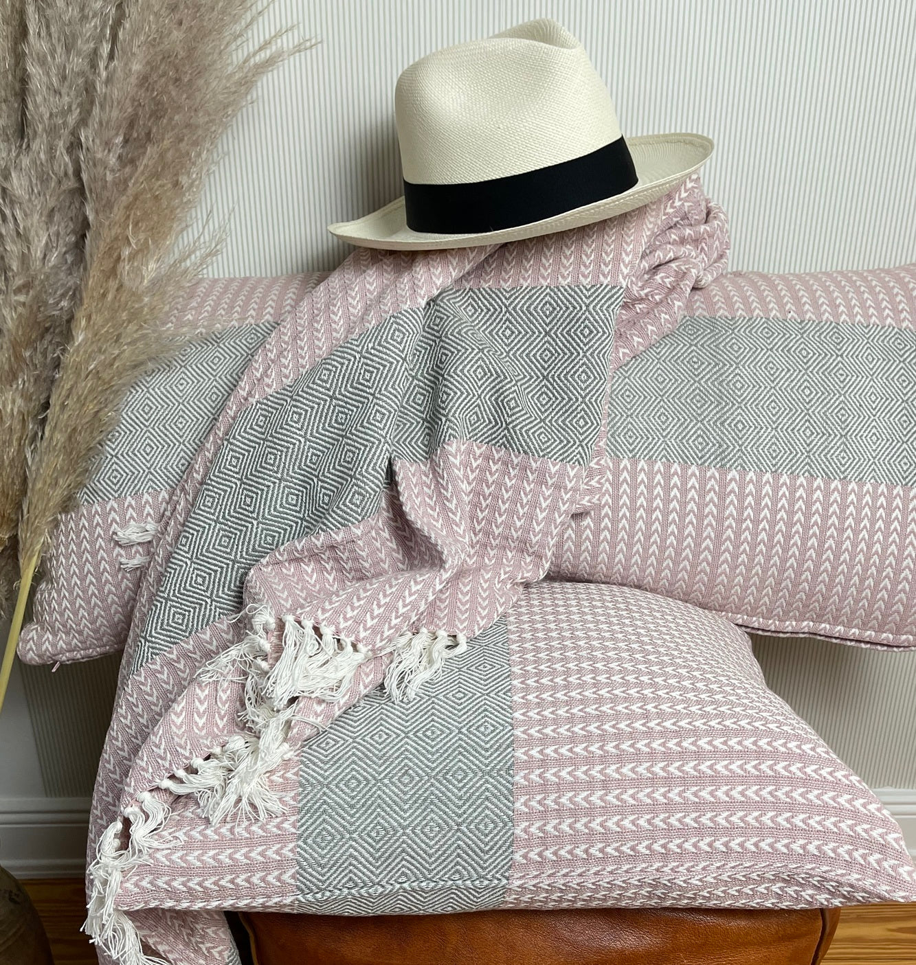 Kissenhülle Fischgräten rosa