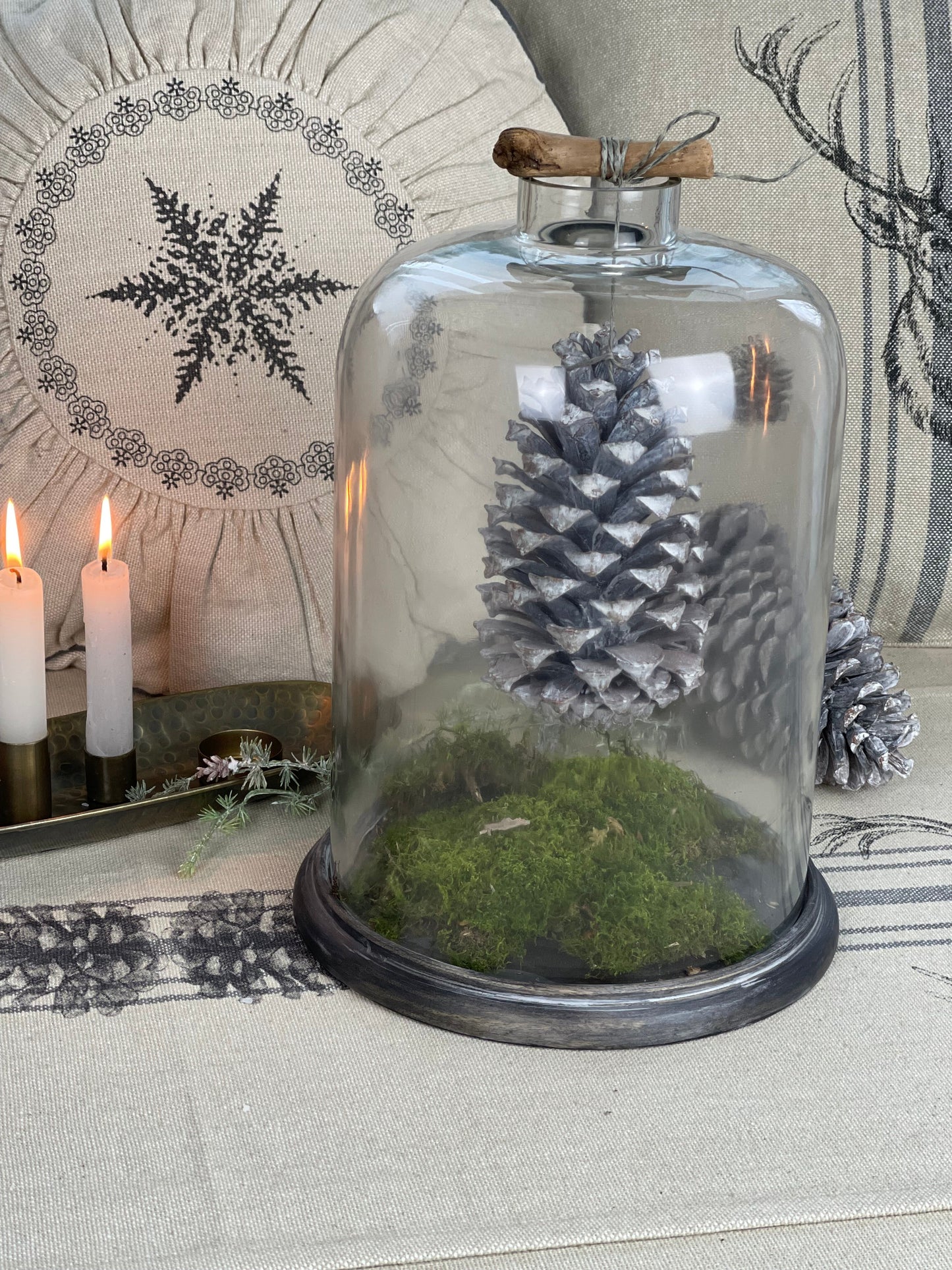 Glasglocke mit Treibholz, gross