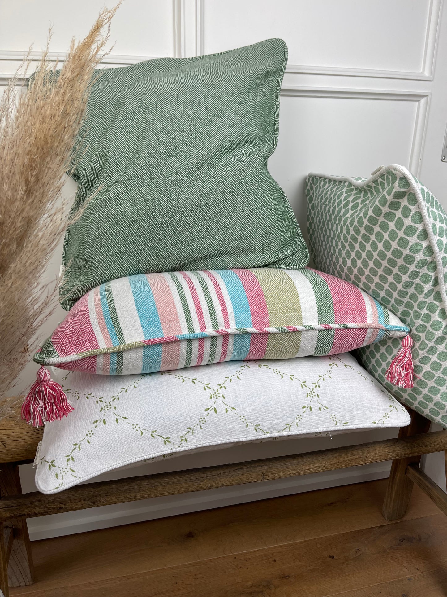 Kissenhülle Fischgräten grün