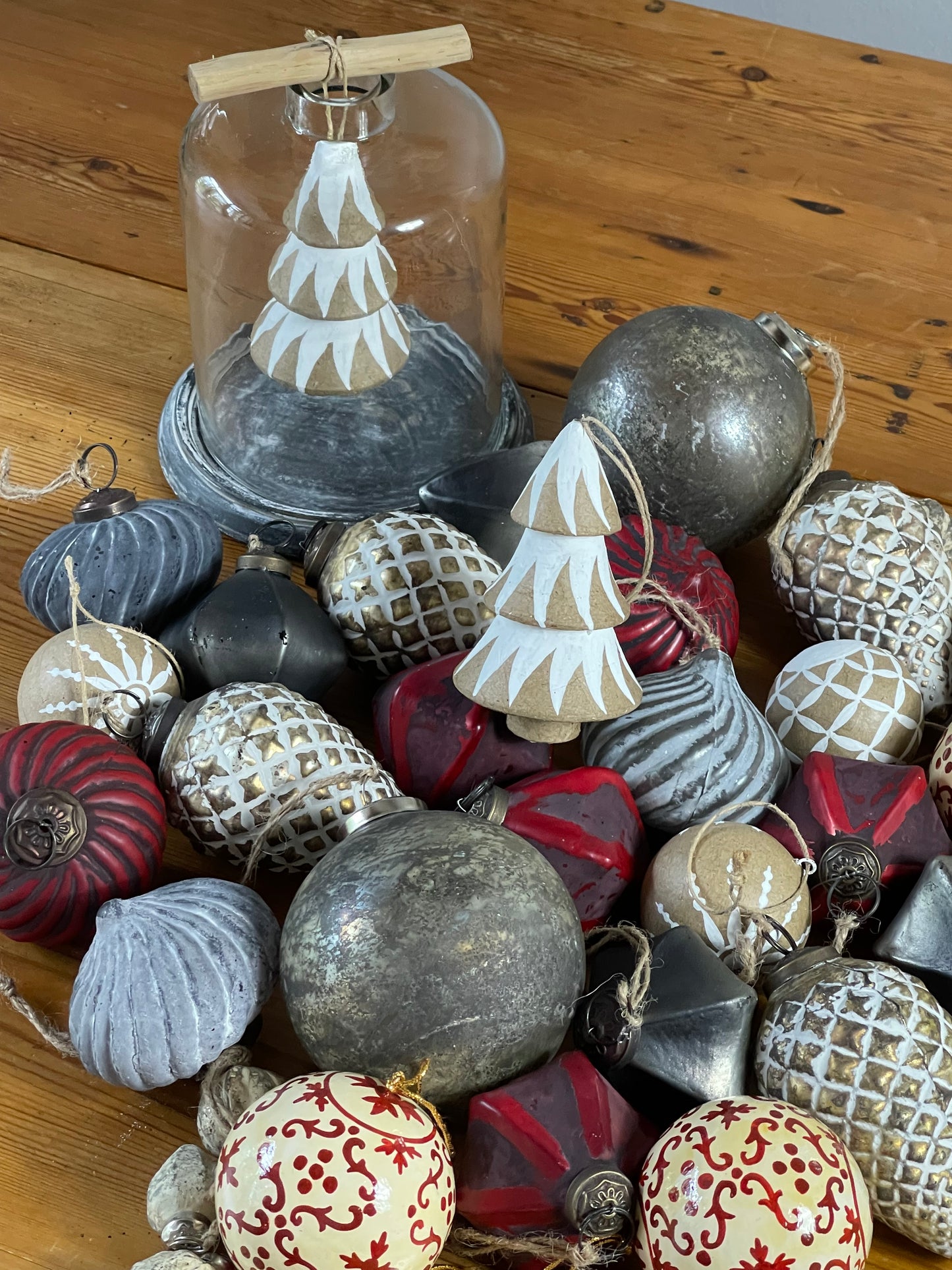 Diamant-Anhänger Antik rot, Messing matt