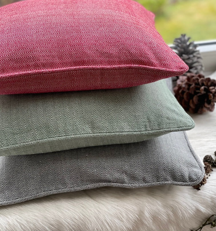 Kissenhülle Fischgräten grau