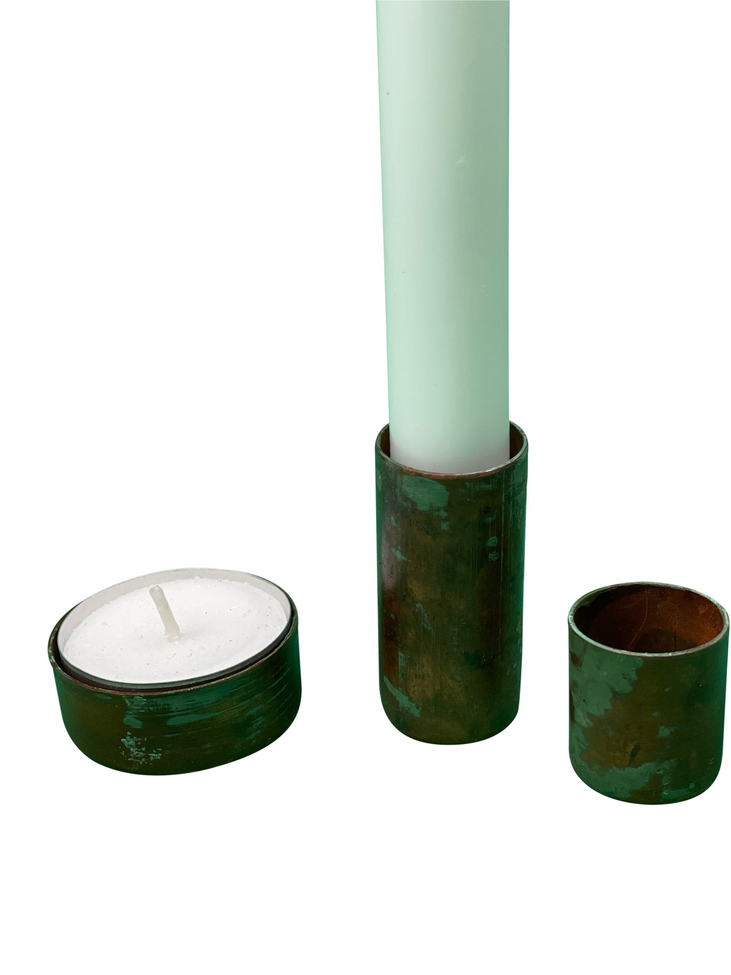 Magnetic Candle Holder Small, Copper Green