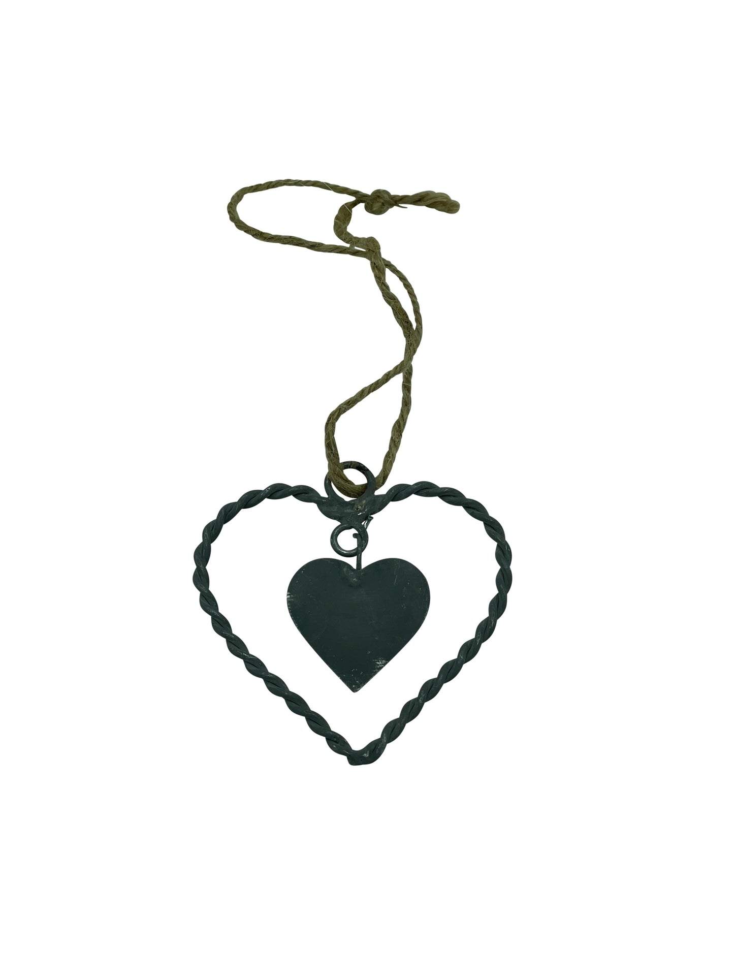 Drahtherz mit kleinem Herz, Zink