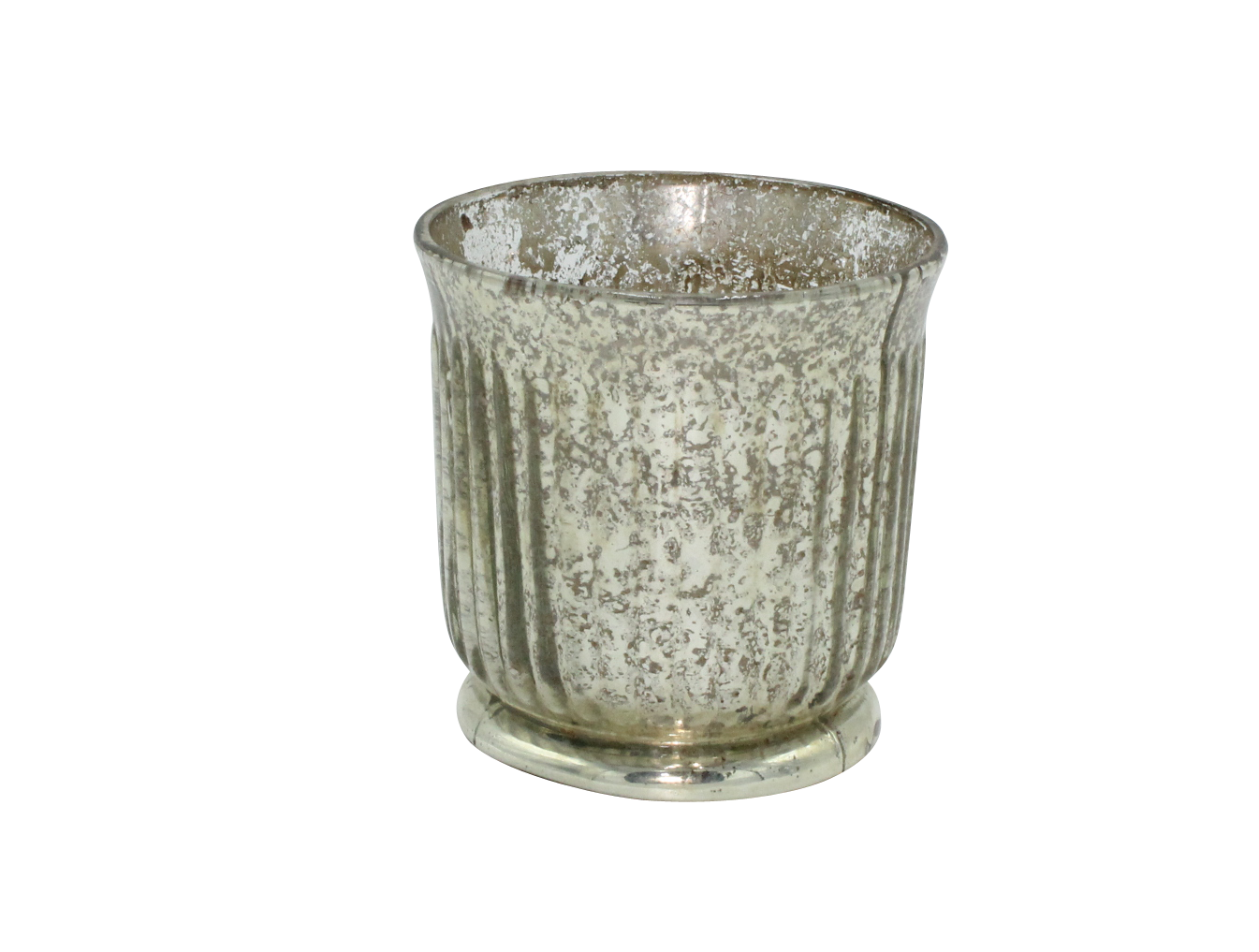 Fyrfadslys/vase, rillet rustik sølv