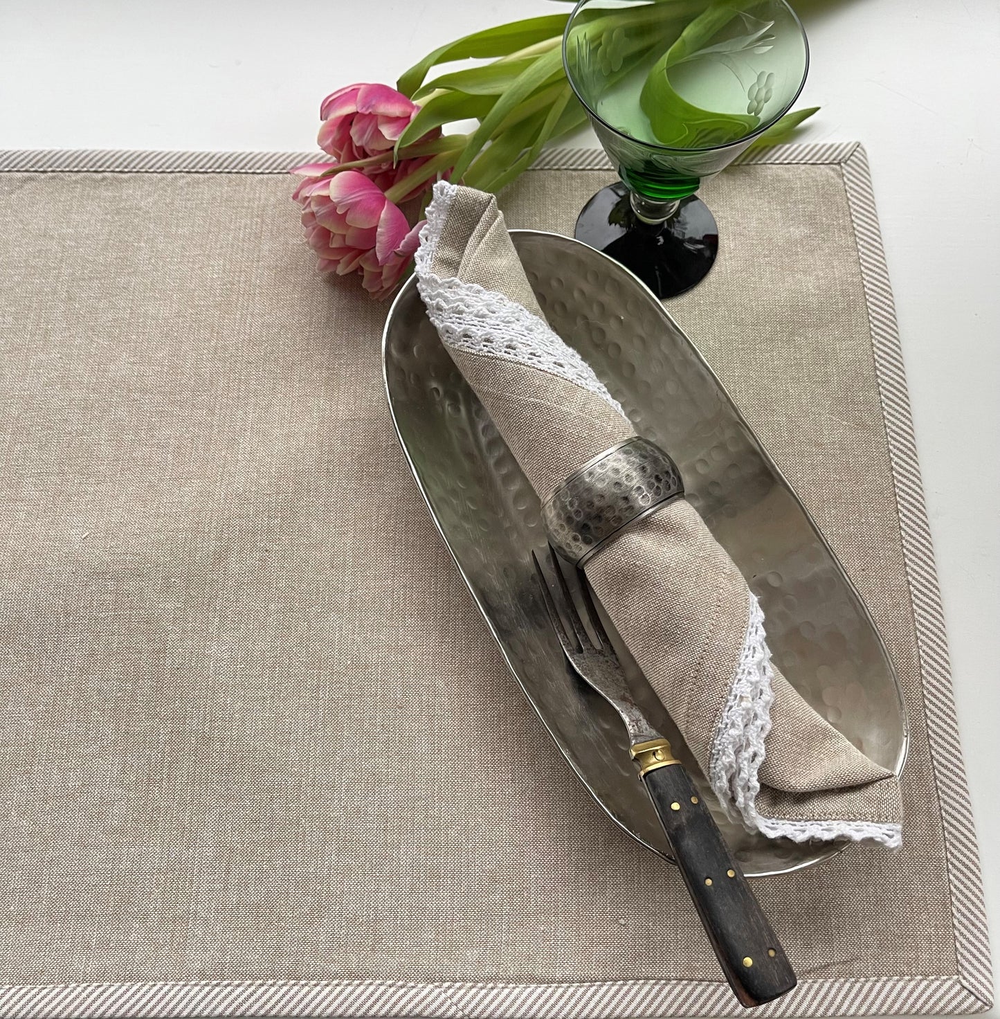 Servietring sølv, hamret