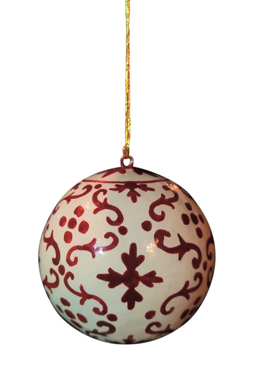 Ball pattern red, papier-mâché lacquered, hand-painted